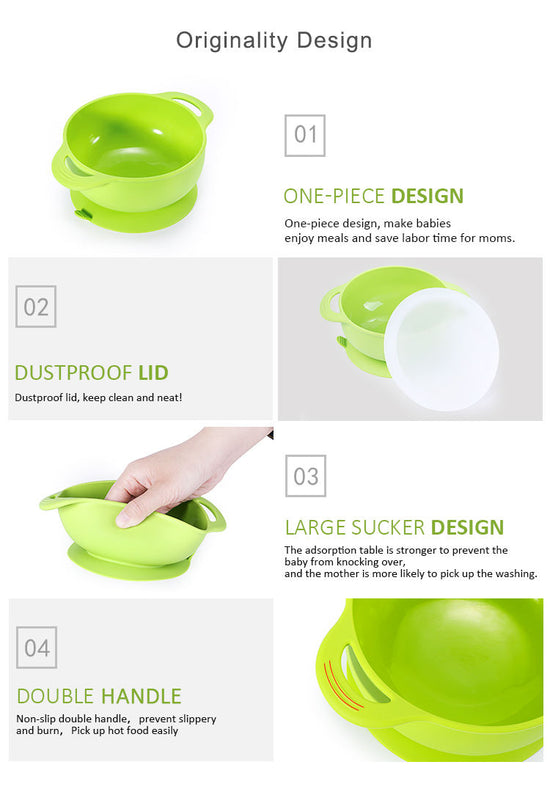 Silicone-Baby-Suction-Bowl-with-Lid-and-Spoon - Mez' Amours