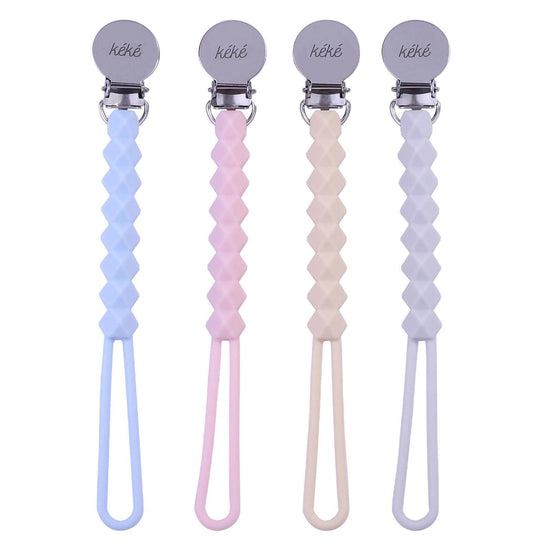 Blue - kéké Silicone Pacifier & Clip