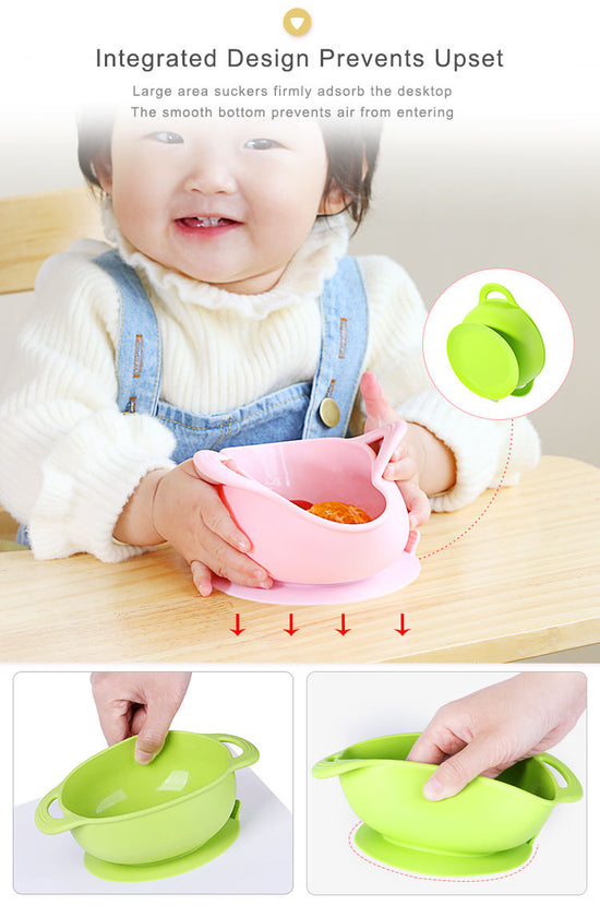Load image into Gallery viewer, Silicone-Baby-Suction-Bowl-with-Lid-and-Spoon - Mez&a