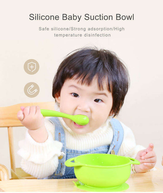 Load image into Gallery viewer, Silicone-Baby-Suction-Bowl-with-Lid-and-Spoon - Mez&amp;#39; Amours

